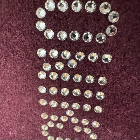 Moschino scarf scarve wrap burgundy purple red Swarovski crystals silver sparkle - Picture 4 of 7